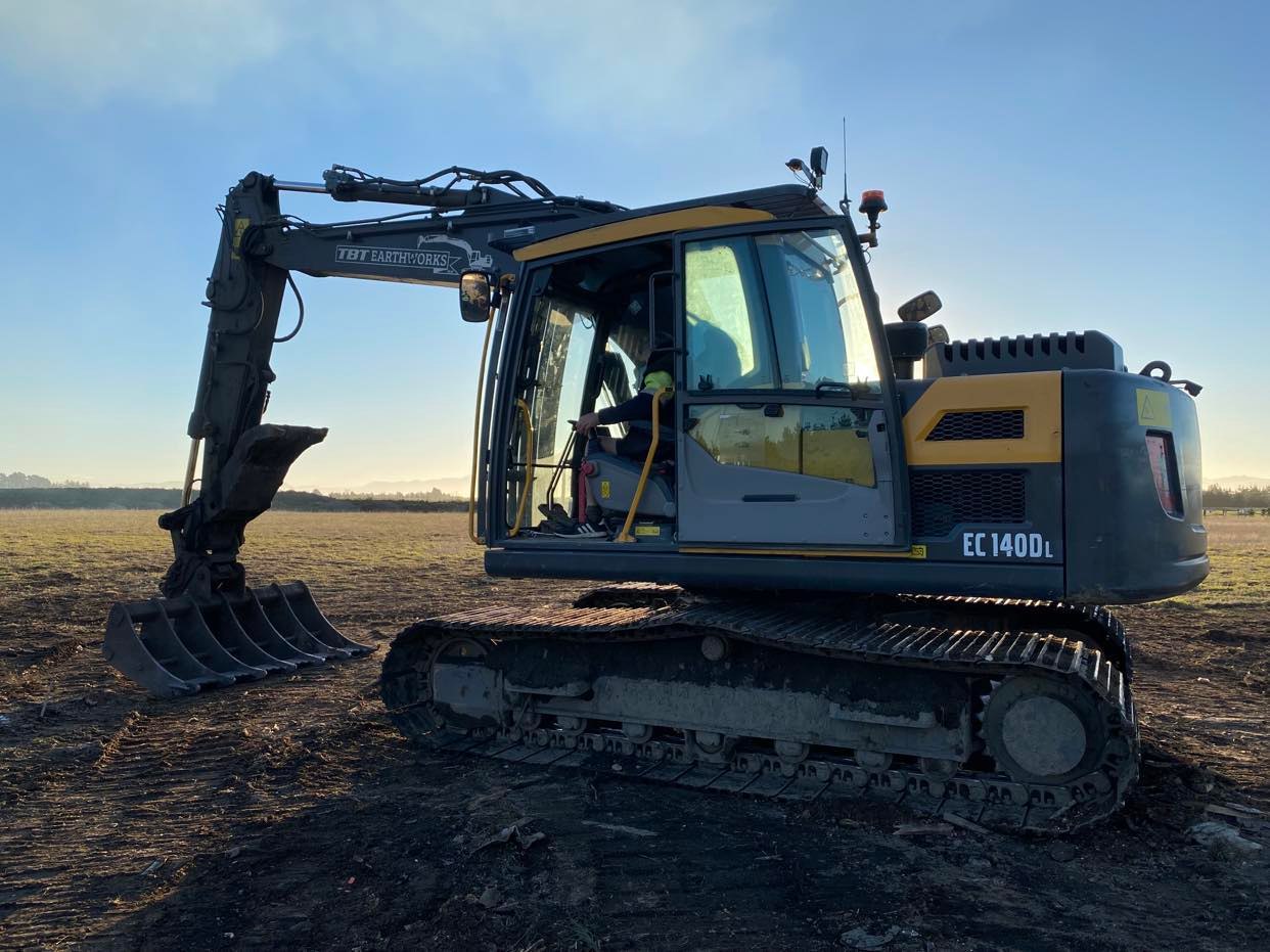 Excavator working near Oxford North Canterbury